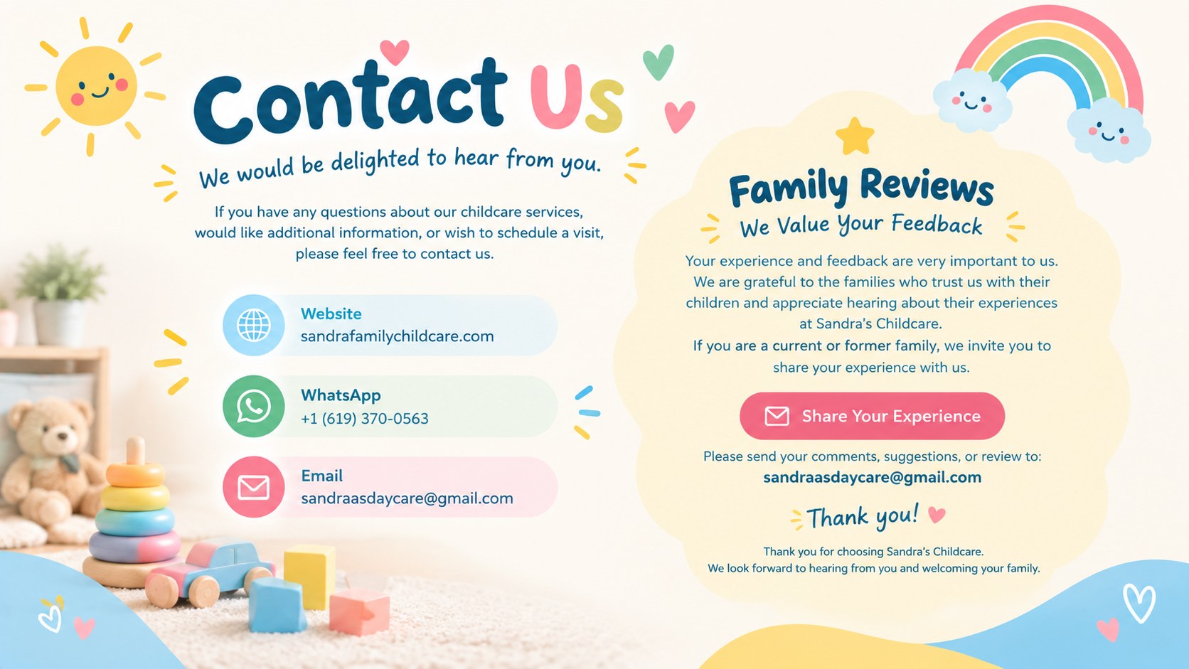 Contact Sandra's Family Childcare