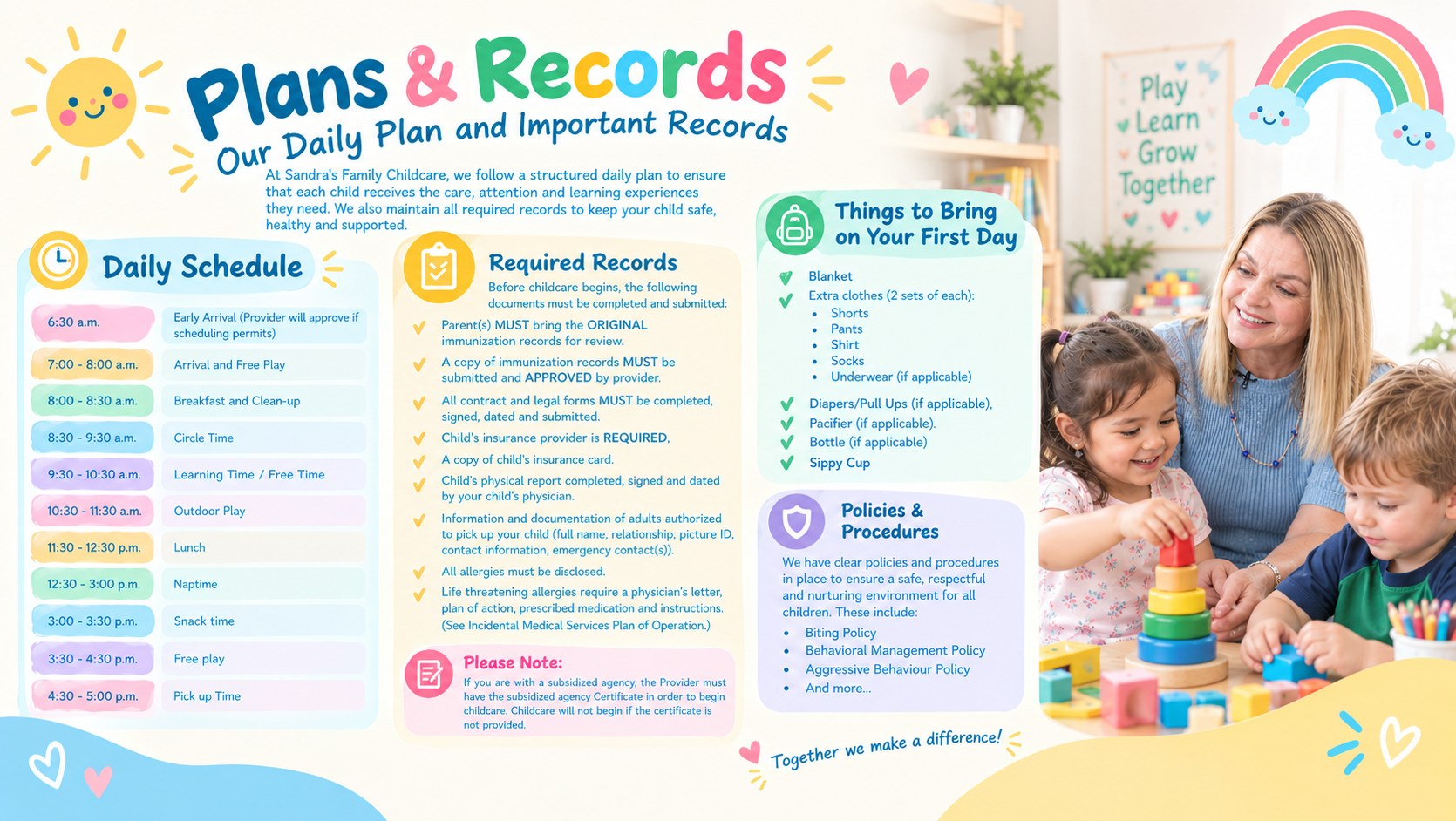 Plans and records at Sandra's Family Childcare
